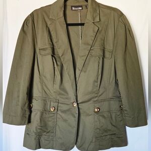 New York & Company Olive Blazer Jacket NWOT Size 14 PTP=20"